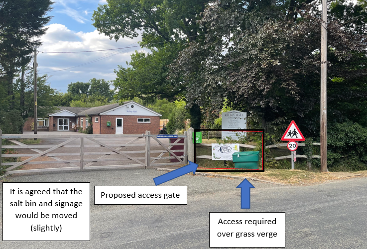 Details of the proposed access to the new play area at Kelsey Hall